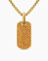 Chevron Tag in 18K Yellow Gold with Orange Sapphires, 27mm